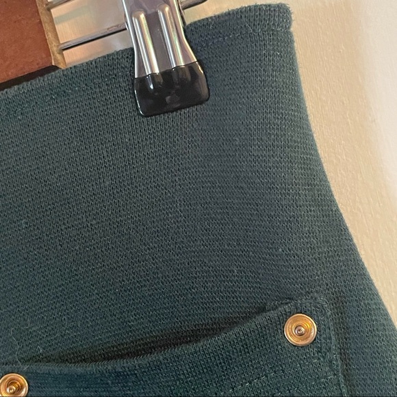 VINTAGE Dark Green Front Zipper Gold Accents MIDI Straight Pencil Skirt Size L - Picture 4 of 7